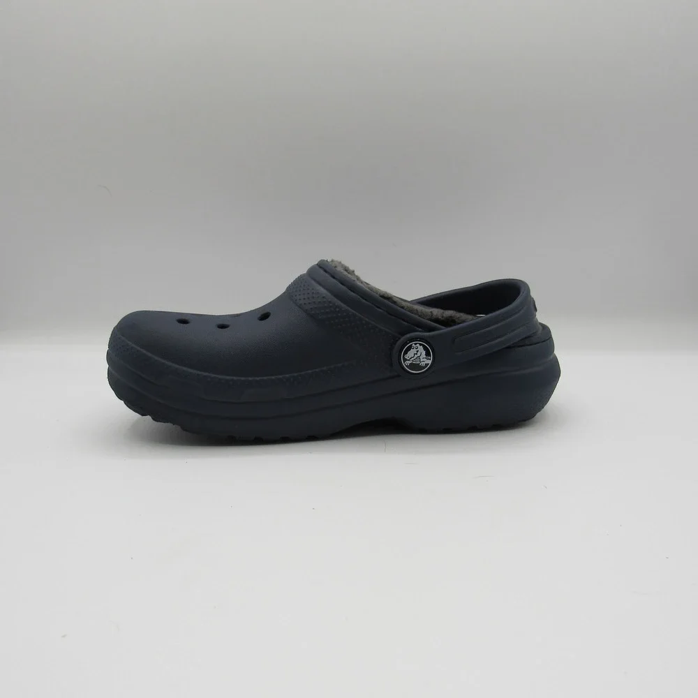 Crocs Fuzz Lined Clogs Kids Size 13 Navy Blue Excellent Fleece Warm Slip On